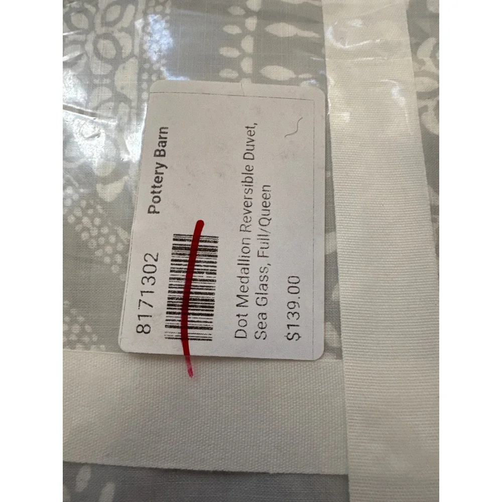 Pottery Barn Dot Medallion Reversible Duvet Cover Full Queen Gray White New